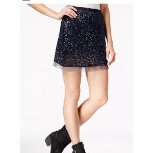 FREE PEOPLE Wild Child Sequined Mini Skirt Blue